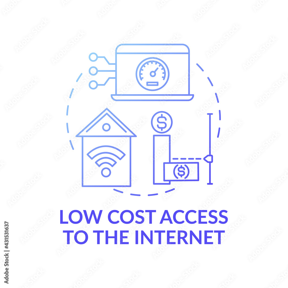 Low cost access to internet dark blue concept icon