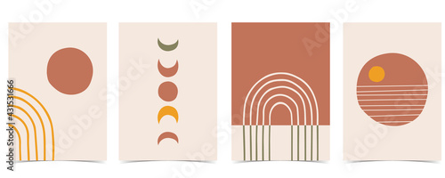 Collection of nature background set with rainbow,sun,moon.Editable vector illustration for website, invitation,postcard and poster