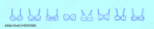 set of bustier cartoon icon design template with various models. vector illustration isolated on blue background