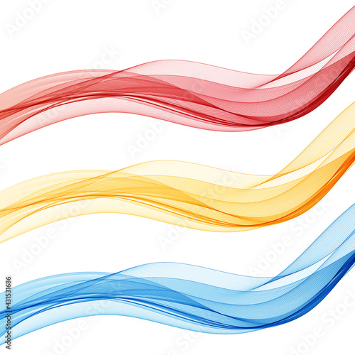 set of waves. vector illustration. color, blue, red, yellow. eps 10