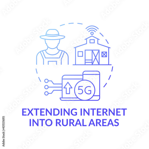 Extending internet into rural areas dark gradient blue concept icon