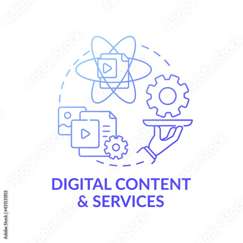 Digital content and services dark blue concept icon