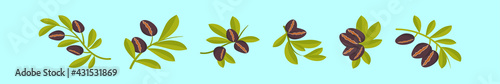 set of argan cartoon icon design template with various models. vector illustration isolated on blue background