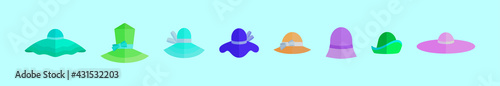 set of bonnet and hat cartoon icon design template with various models. vector illustration isolated on blue background