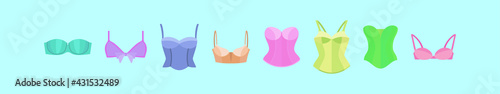 set of bustier cartoon icon design template with various models. vector illustration isolated on blue background