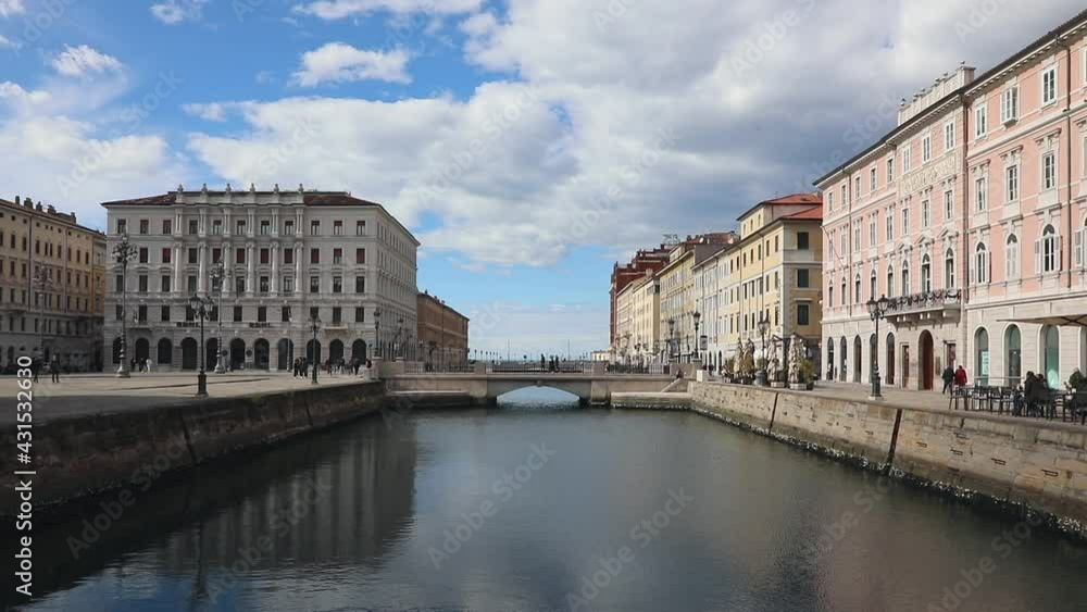 Canal Grande at Ponte Rosso Sunny Winter Day in Trieste Italy Canal Grande at Ponte Rosso Sunny Winter Day in Trieste Italy