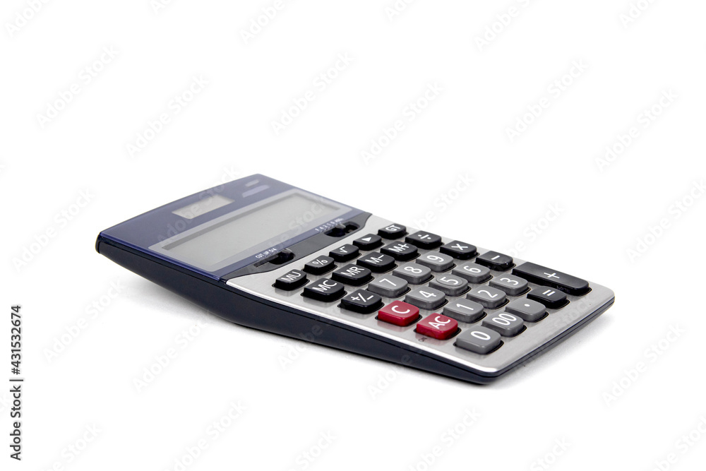 Black and gray digital calculator on white background. Black and gray digital calculator on white background.