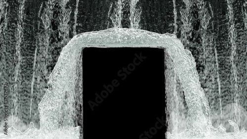 Waterfall texture loop isolated on black background. 4K for mapping 3d illustration.
