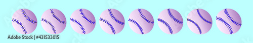 set of baseball laces cartoon icon design template with various models. vector illustration isolated on blue background
