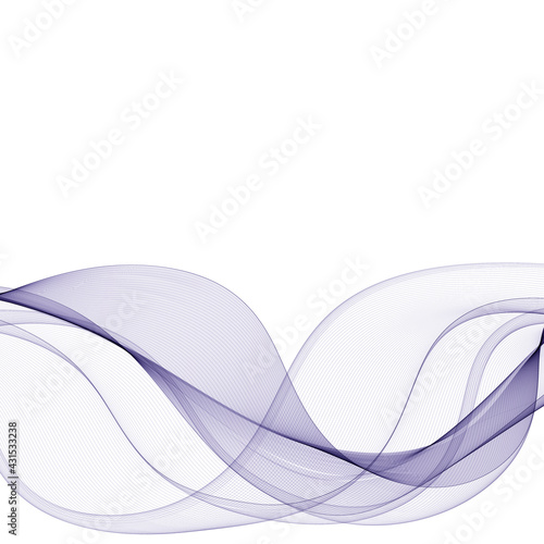 Abstract bluewave of lines, curved stripes. Vector