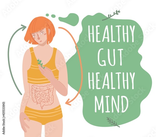Healthy gut healthy mind. Landscape vector poster