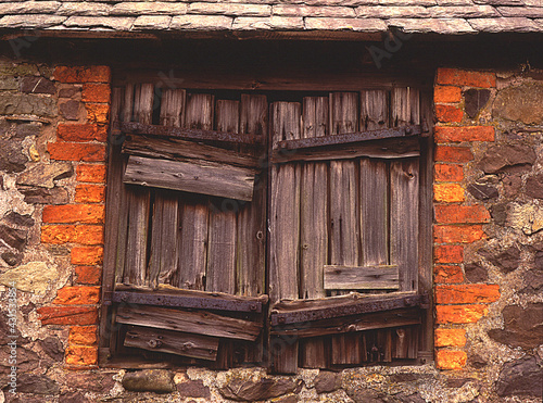 Barn Window Shutter, Long Mynd, Shropshire, England, UK