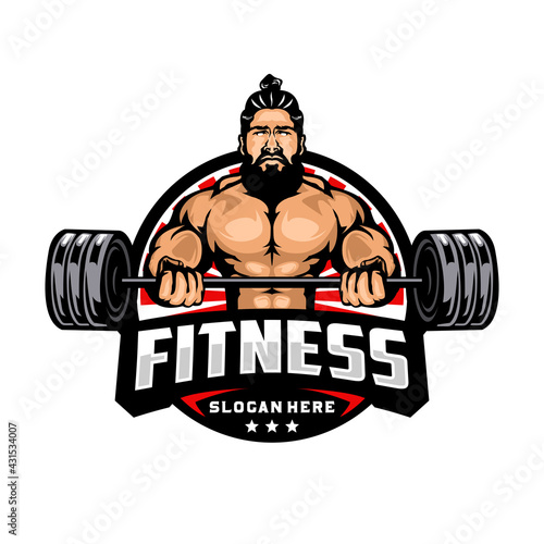 Fitness and bodybuilding mascot logo template