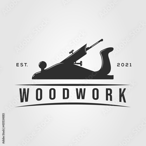 planer woodwork carpentry logo. joinery handyman symbol vector illustration design