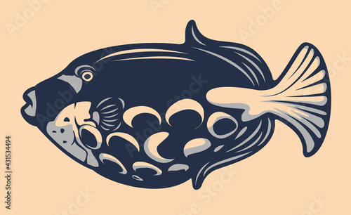 Tropical fish illustration vector. Perfect for stickers, coloring, design element