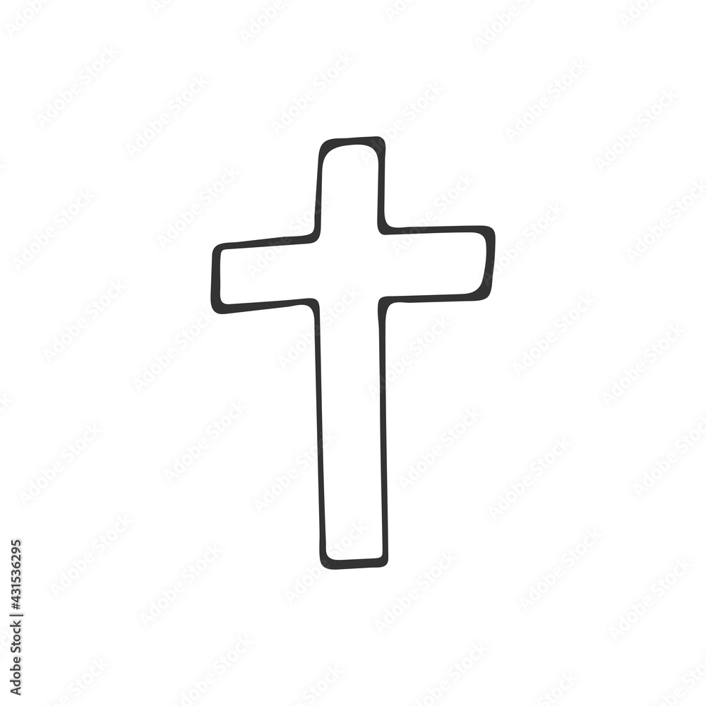 Hand-drawn Christian cross isolated on white background. Religion and Christianity. Christian symbol. Vector illustration Hand-drawn Christian cross isolated on white background. Religion and Christianity. Christian symbol. Vector illustration