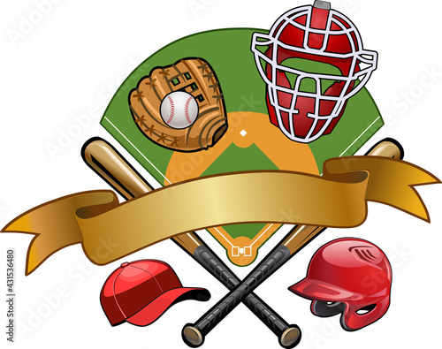 baseball mitt, ball and bat