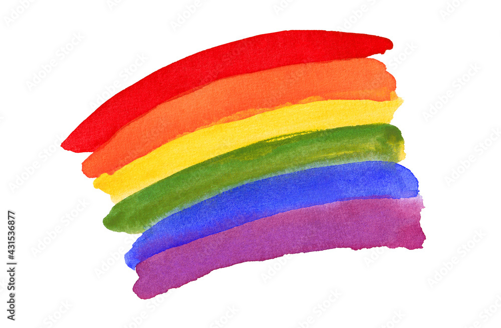 Fototapeta premium Watercolor Hand Painted Colorful Rainbow Set. Pride Flag Isolated