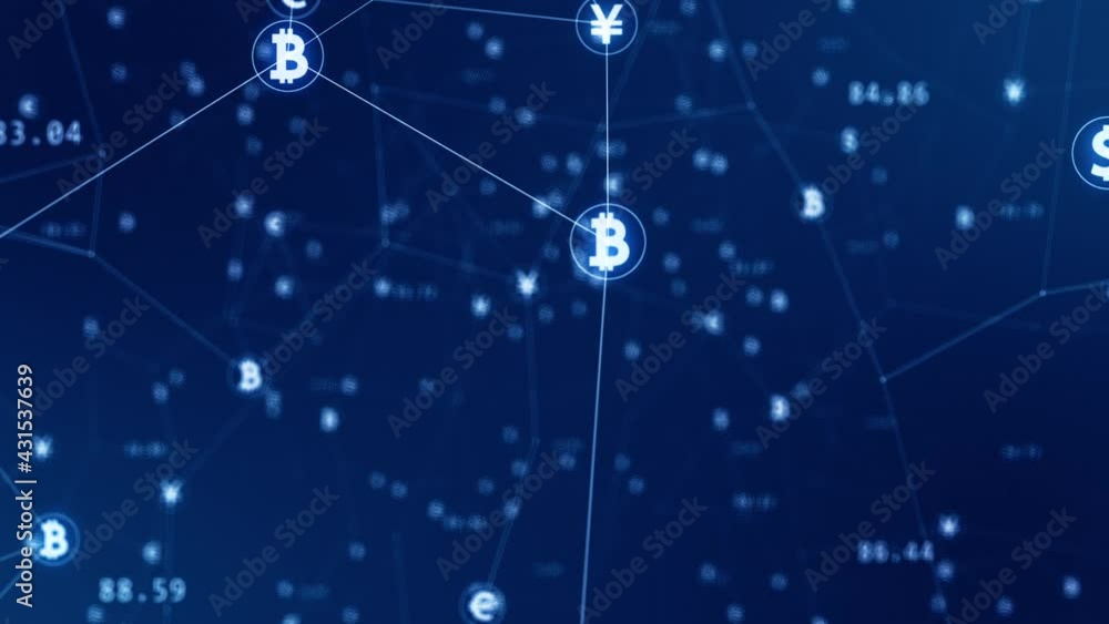 Motion graphic of Blue money icon network connection abstract background concept seamless loop video Motion graphic of Blue money icon network connection abstract background concept seamless loop video