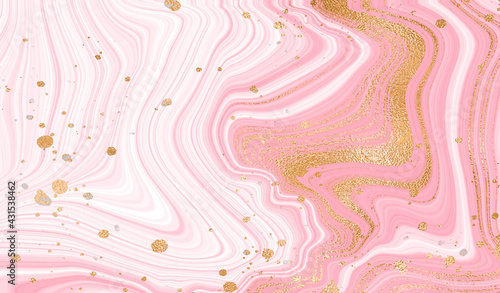 Gold marble design. A beautiful combination of pink marble stripes and stains of gold.