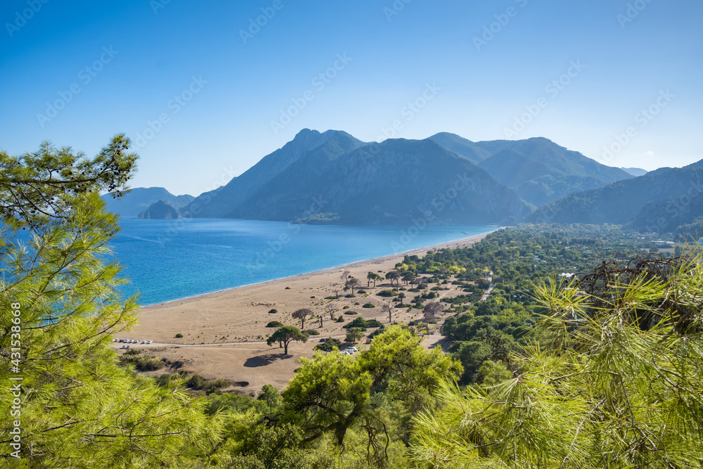 Top view of the Cirali Olympos beach at Mediterranean sea, Antalya, Turkey  Stock Photo | Adobe Stock
