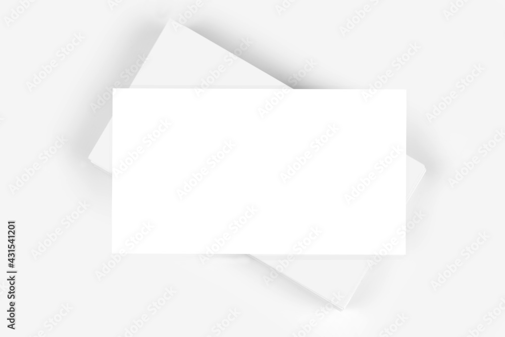 Fototapeta premium empty horizontal business cards template stack on white background isolated