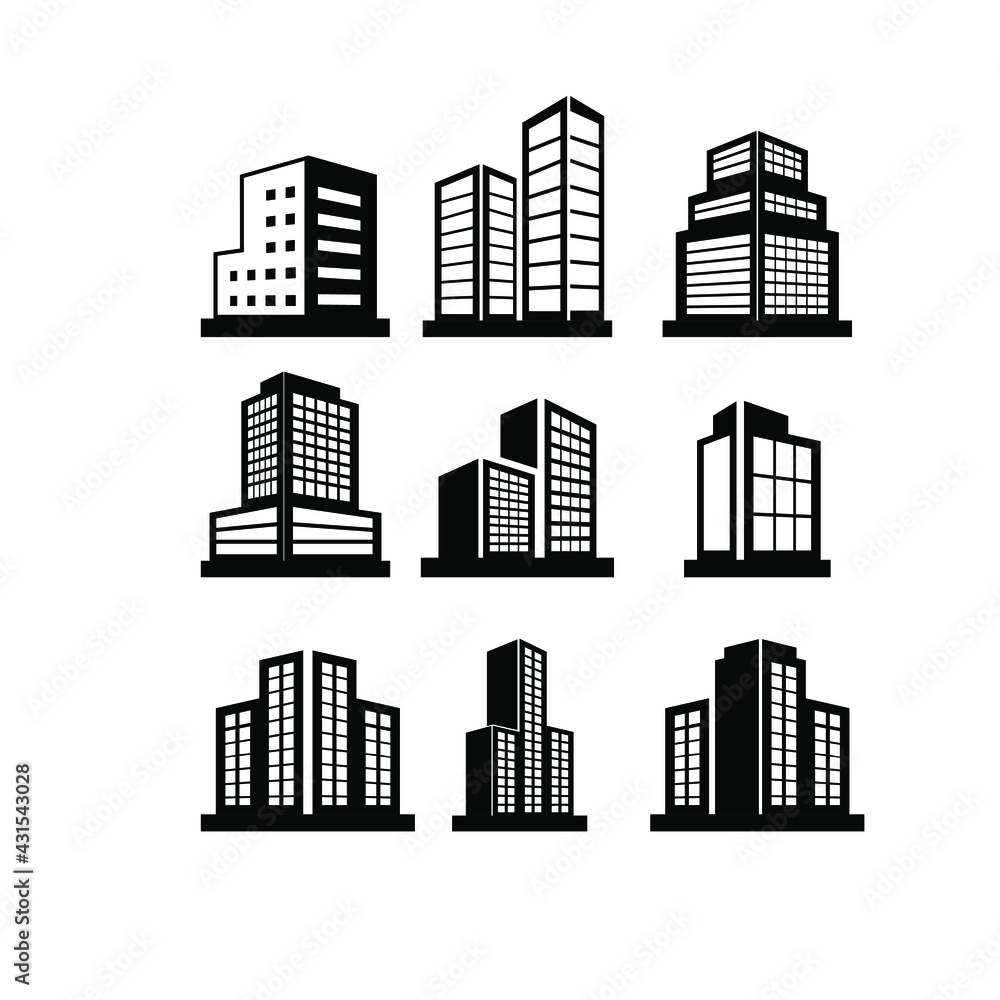several vectors of buildings and skyscrapers