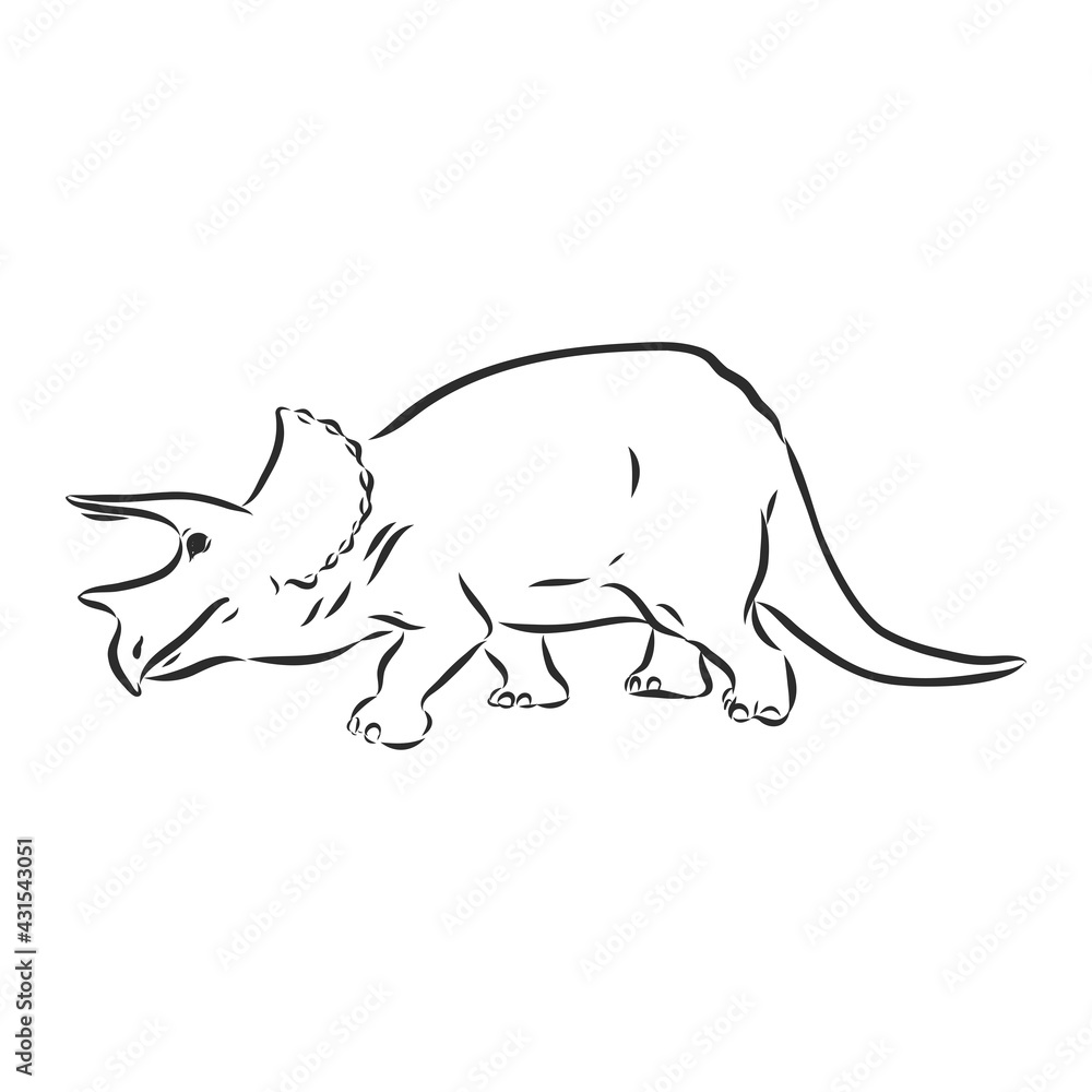 Dinosaur.Hand Drawn triceratops dinosaur vector sketch illustration Dinosaur.Hand Drawn triceratops dinosaur vector sketch illustration