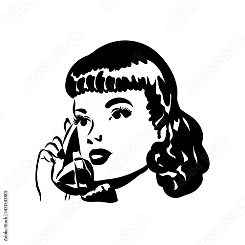 Pop Art woman talking on the phone a comic book character