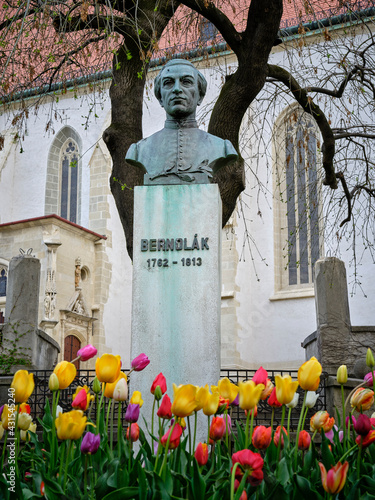 Monument to Anton Bernolak in the old town of Bratislava, Slovakia photo