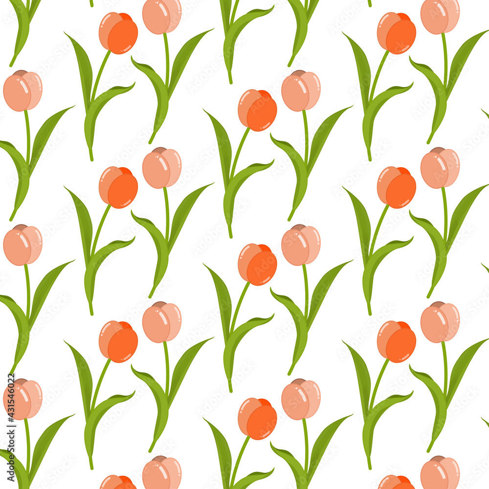 Simple tulip seamless pattern background vector Simple tulip seamless pattern background vector