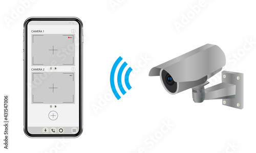 Video surveillance system. Wi-Fi camera and smartphone app for viewing recordings.