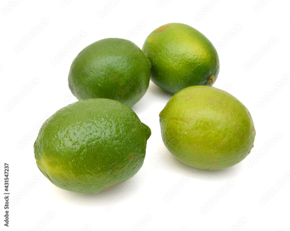Fresh limes Isolated on white background Fresh limes Isolated on white background