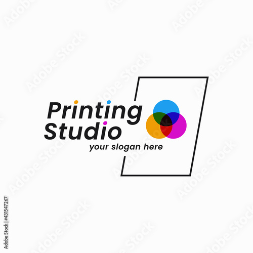 Printing studio logo. Printing company sign white