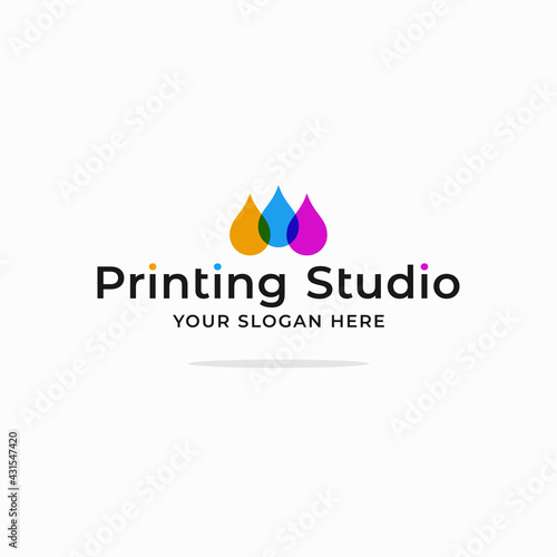 Printing studio logo. Printing company sign white