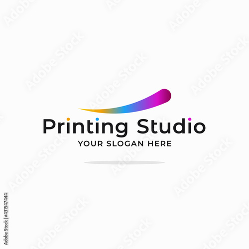 Printing studio logo. Printing company sign white
