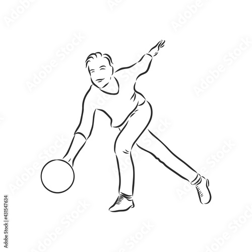 Bowling skittles and ball sketch vector illustration