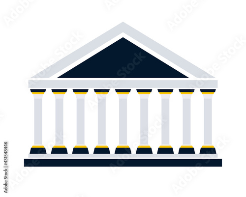 Greek temple with roof nine pillars diagram. Clipart image