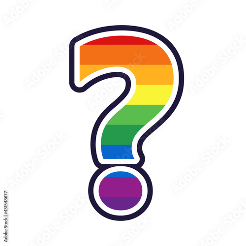 Rainbow question mark icon. Clipart image isolated on white background