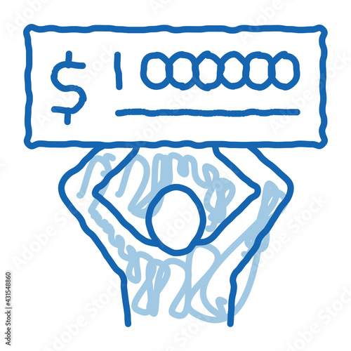 Winner with Check Million doodle icon hand drawn illustration