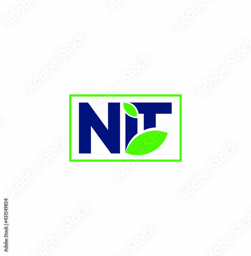 NIT Company initial letters with green leaf in green outline rectangle. NIT LOGO with green theme.
