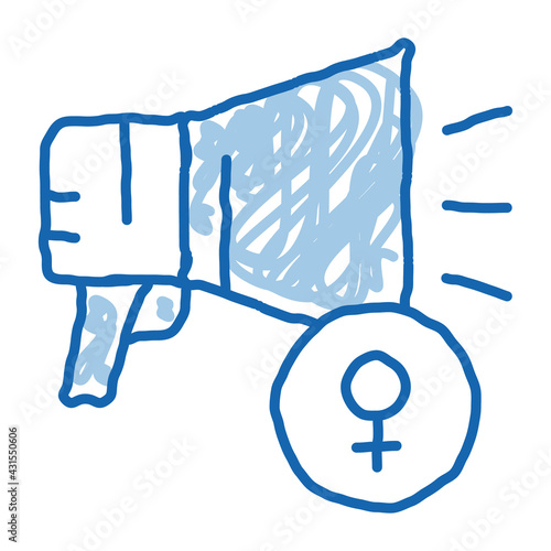 Loudspeaker doodle icon hand drawn illustration