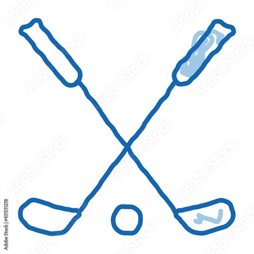 Golf Putters Ball doodle icon hand drawn illustration