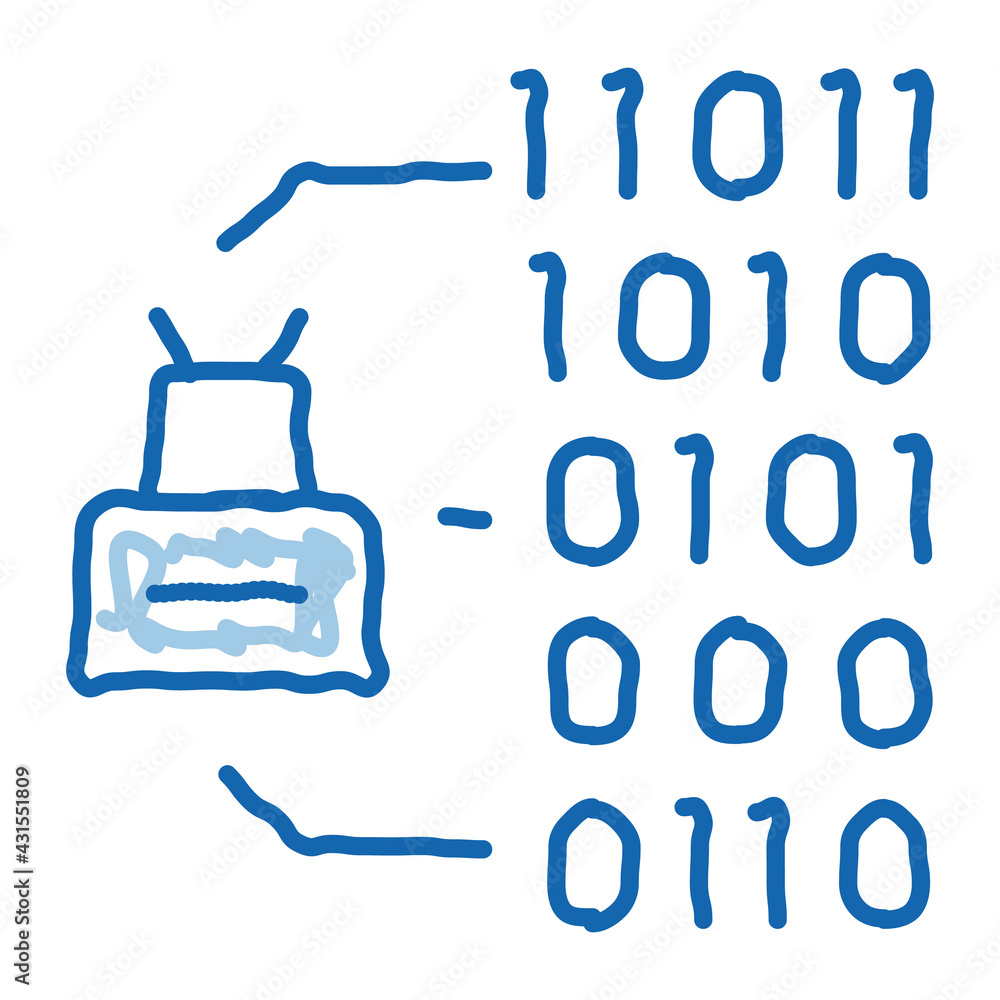 Binary Code doodle icon hand drawn illustration Binary Code doodle icon hand drawn illustration