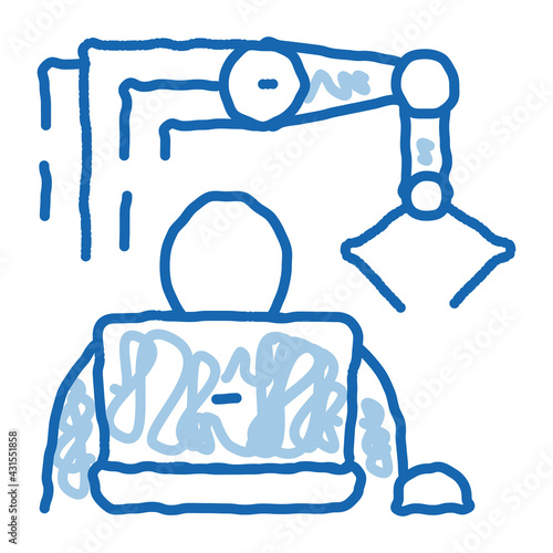 Programming Robot doodle icon hand drawn illustration