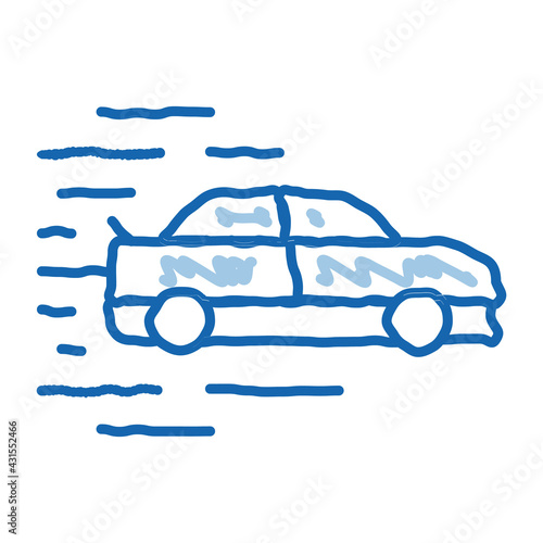 Car High Speed doodle icon hand drawn illustration