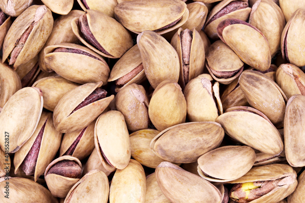 close-up of pistachio nuts background close-up of pistachio nuts background