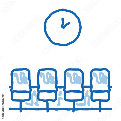 Airport Waiting Room Chairs doodle icon hand drawn illustration
