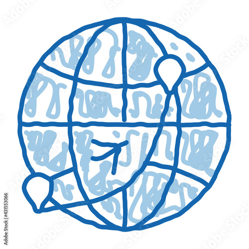 International World Flight doodle icon hand drawn illustration