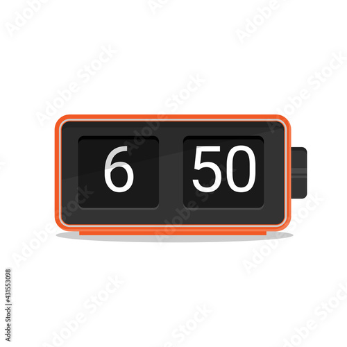 Retro flip clock isolated on white background
